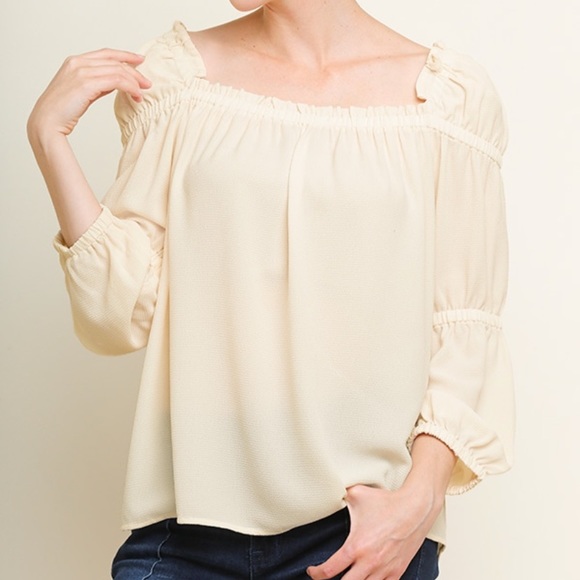 Tops - Square neck blouse 3/4 sleeve